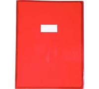 Calligraphe 73403AMZC Un Protège-Cahier Cristalux Rouge - 24x32 cm - 22/100ème avec Porte-Étiquette - PVC Transparent Lisse