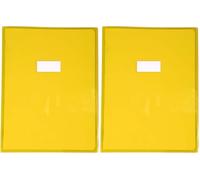 Calligraphe 73404AMZC Un Protège-Cahier Cristalux Jaune - 24x32 cm - 22/100ème avec Porte-Étiquette - PVC Transparent Lisse (Lot de 2)