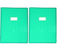 Calligraphe 73405C Un Protège-Cahier Cristalux Vert - 24x32 cm - 22/100ème avec Porte-Étiquette - PVC Transparent Lisse (Lot de 2)
