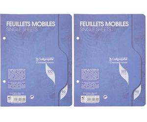 Calligraphe 751C Un Paquet de Feuillets Mobiles Perforés sous Film (une Marque de Clairefontaine) - 17x22 cm - 100 Pages Grands Carreaux - Papier 90 g (Lot de 2)