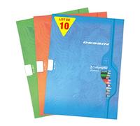 Calligraphe 7554C Lot de 10 Cahiers de Dessin (une Marque de Clairefontaine) - 24x32 cm - 48 Pages Unies Blanches - Papier Dessin 120 g - Couverture Carte - Couleurs Aléatoires