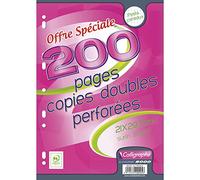 Calligraphe 9225C (gamme scolaire Clairefontaine) - Un paquet de copies doubles perforées sous film - A4 21x29,7 cm - 200 pages Petits carreaux - papier blanc 90g - Pour Classeur 32x26 cm minimum