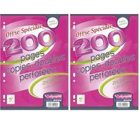 Calligraphe 9225C (gamme scolaire Clairefontaine) - Un paquet de copies doubles perforées sous film - A4 21x29,7 cm - 200 pages Petits carreaux - papier blanc 90g - Pour Classeur 32x26 cm minimum