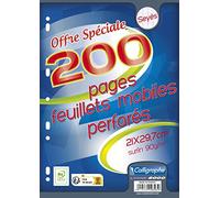 Calligraphe 9323C (gamme scolaire Clairefontaine) - Un paquet de Feuillets Mobiles sous film - A4 21x29,7 cm - 200 pages Grands carreaux - papier blanc 90g - Pour Classeur 32x26 cm minimum
