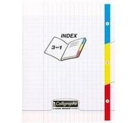 Cahier 3 index piqué 8000 POLYPRO 17x22 cm 96 pages grands carreaux 90 g - Incolore