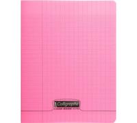 Calligraphe 18171C Un Cahier Agrafé Rose (une Marque de Clairefontaine) - 24x32 cm - 48 Pages Grands Carreaux - Papier Blanc 90 g - Couverture Polypro Transparent
