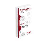 Calligraphe (gamme correspondance Clairefontaine) 10735C - Paquet de 50 Enveloppes Blanches DL-110x220mm - Auto-Adhésives - 80g/m² - Fenêtre Papier Cristal 35x100 (position 20/20)