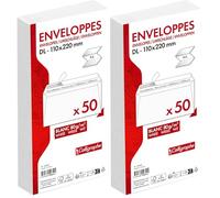Calligraphe (gamme correspondance Clairefontaine) 5965C - Paquet de 50 Enveloppes Blanches DL-110x220mm - Auto-Adhésives - 80g/m² (Lot de 2)