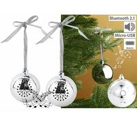 Callstel 2 boules de Noël avec bluetooth et haut-parleur intégré - Argent
