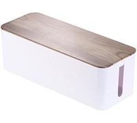 Callstel Boîte de rangement pour multiprise - Aspect bois de noyer - 39 cm
