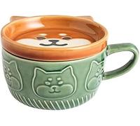 Callstick 300 ml Tasse japonaise mignonne en céramique Shiba Inu Panda Kawaii Tasse à café avec couvercle Home Couple Tasse de -déjeuner Tasse à lait Tasse à eau Tasse à café