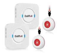 CallToU Alarmes personnelles sans fil pour personnes âgées - Bouton d'appel - Alarme de panique - 152,4 m - Sonnette d'appel - Système SOS pour la maison/soignant personnel - Avec 2 récepteurs