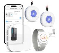 CallToU Bouton d'appel d'urgence pour personnes âgées sur téléphone portable, Wi-Fi SOS pour les proches, bouton d'urgence étanche, 3 émetteurs, 1 récepteur