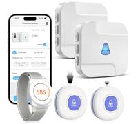 CallToU Caregiver Pager Bouton d'appel sans fil pour les personnes âgées et handicapées Système d'alarme pour personnes âgées et handicapées à la maison