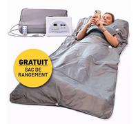 CALMENTA® Couverture Sauna Infrarouge 180x80 cm – Couverture Chauffante Électrique avec Télécommande, 2 Zones, Minuteur, jusqu’à 75°C, Bien-être à dom