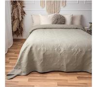 CalmyHOME Couvre-lit 220 x 240 cm - Couvre-lit mandala - Couvre-lit matelassé - Couverture de canapé - Couverture de jour - XXL - Beige lin