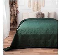 CalmyHOME Couvre-lit 220 x 240 cm, motif mandala, jeté de canapé, couverture de lit, couverture de jour, couverture de lit, taille XXL, matelassé, vert foncé