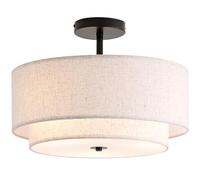 CALOKES Plafonnier en Tissu Beige Rond Ø40cm - Lampe de Plafond Dimmable E27 pour Salon, Chambre, Chambre d’Enfant, Couloir, Cuisine - Lumière Douce pour un Éclairage Moderne au Plafond