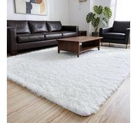 Calore Tapis pour Chambre à Coucher, Moelleux, à Poils Longs, antidérapant, Salon, Moderne, Lavable, 160 x 200 cm, Blanc