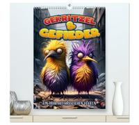 CALVENDO Gribouillage et plumes : une année avec des oiseaux laids (calendrier mural 2027 de qualité supérieure DIN A2 haut), impression artistique brillante : chaque mois une robe de plumes fantaisie