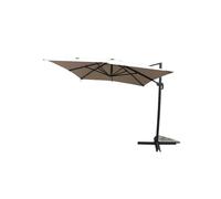 Calvia parasol ecru droit rectangle 3,95 x 2,95 m rotatif à 360 led