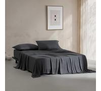 Calvin Klein - Draps de lit pour Grand lit, Parure de lit en Jersey de Coton mélangé avec taies d'oreiller Assorties, Poches Profondes, certifié Oeko-Tex (Coton Moderne Gris métallisé)
