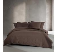Calvin Klein - Ensemble de Housse de Couette pour Grand lit, Ensemble de literie en Percale lavée avec taies Assorties, décoration d'intérieur Confortable, certifiée Oeko-Tex (Percale lavée, Marron