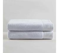 Calvin Klein - Lot de 2 Serviettes de Bain, en Coton Doux et Absorbant, Construction zéro Torsion, certifiées Oeko-Tex (Entwine Solid Gris Bleu, 2 pièces)
