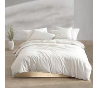 Calvin Klein - Parure de lit King Size en Percale de Coton délavé, Enfile Couette, Housses de Couettes, Décoration d'intérieur Luxueuse et Douce (Percale délavée, Beige Clair, Très Grand lit)