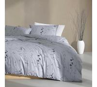 Calvin Klein - Parure de lit Queen Size en Satin de Coton Doux avec Couvre-oreillers, Boutons et Attaches de Coin, Lisse et Soyeux, imprimé Floral Essentiel pour Chambre (Violet crépuscule, Violet)