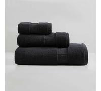 Calvin Klein - Serviettes de Bain, en Coton de qualité supérieure, Super Douces, Construction zéro Torsion, certifiées Oeko-Tex (Noir uni emblématique, 3 pièces)