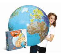 Caly - Globe Gonflable The World XXL 85cm en Anglais - 060ENF, Bleu Océan