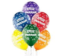 CAM ET LEON - 22429 - Ballons "Joyeux Anniversaire" - Lot de 8 - Ø 30 cm - Latex Naturel - Ballons de Baudruche Gonflables à l’Air, Hélium - Décoration Fête de Naissance - Multicolore