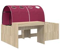 Cama avec tunnel, lot de 3 pièces. Bois de chêne "Artisan" et couleur rouge