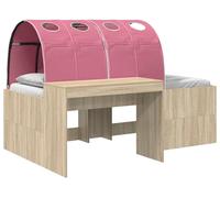 Cama avec tunnel, lot de 3 pièces. Bois de chêne "Artisan" et rose