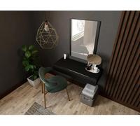 Cama Coiffeuse avec miroir PAFOS 80x41.6x100 noir mat, Noir, 1 tiroir(s), Panneau de fibres de densité moyenne (MDF), Teinte unie, Moderne, Rectangulaire