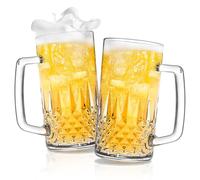 Cambareign Lot de 2 tasses à bière en cristal de 591 ml avec poignée, tasses à bière en verre pour congélateur, cadeaux pour homme