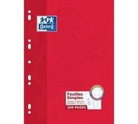 Feuilles simples Oxford A4 grands carreaux Seyès 200 pages étui carte rouge