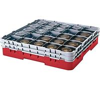 Cambro Camracks 20S800 Lot de 2 paniers en polypropylène pour pied et verres avec 20 compartiments Taille 1/1 Rouge cannelé 9,84 cm Diamètre 21,5 cm Hauteur maximale