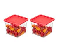 Cambro Lot de 2 boîtes de conservation alimentaires avec couvercle - Série Classic Square avec couvercle rouge - 5,7 l - Qualité commerciale pour la préparation des aliments (transparent)
