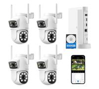 CAMCAMP Kit Caméra de Surveillance WiFi Extérieur sans fil 2MP+2MP Double Objectif, 10CH NVR 500GB Disque dur, Vision Nocturne