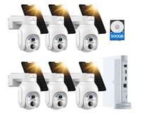 CAMCAMP Kit Caméra de Surveillance WiFi Extérieur sans Fil 4MP Batterie Solaire 10CH NVR IP66 Vision Nocturne Audio Bidirectionnel