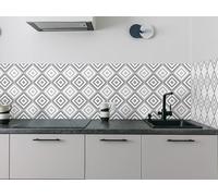 CAMELEO Crédence cuisine adhésive vinyle, effet carreaux de ciment Carthage gris, 200 x 40 cm - Convient aussi comme adhésif décoratif pour meuble - résistant et imperméable