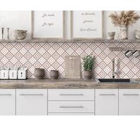 CAMELEO Crédence cuisine adhésive vinyle, effet carreaux de ciment Carthage terracotta, 200 x 40 cm - Convient aussi comme adhésif décoratif pour meuble - résistant et imperméable