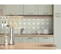 CAMELEO Crédence cuisine adhésive vinyle, effet carreaux de ciment Carthage vert sablé, 200 x 40 cm - Convient aussi comme adhésif décoratif pour meuble - résistant et imperméable