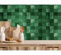CAMELEO Crédence cuisine adhésive vinyle, effet zellige vert, 200 x 40 cm - Convient aussi comme adhésif décoratif pour meuble - résistant et imperméable