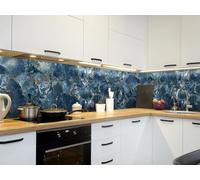 CAMELEO Crédence cuisine adhésive vinyle imitation marbre bleu et or, 200 x 40 cm - Convient aussi comme adhésif décoratif pour meuble - résistant et imperméable