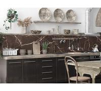 CAMELEO Crédence cuisine adhésive vinyle imitation marbre brun et or, 200 x 40 cm - Convient aussi comme adhésif décoratif pour meuble - résistant et imperméable