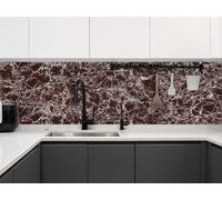 CAMELEO Crédence cuisine adhésive vinyle imitation marbre Levanto rosso, 200 x 40 cm - Convient aussi comme adhésif décoratif pour meuble - résistant et imperméable