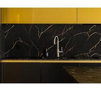 CAMELEO Crédence cuisine adhésive vinyle imitation marbre noir et or, 200 x 40 cm - Convient aussi comme adhésif décoratif pour meuble - résistant et imperméable